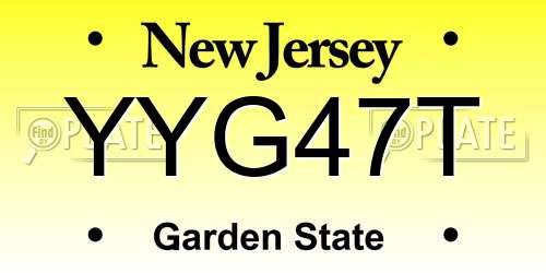 YYG47T New Jersey License Plate