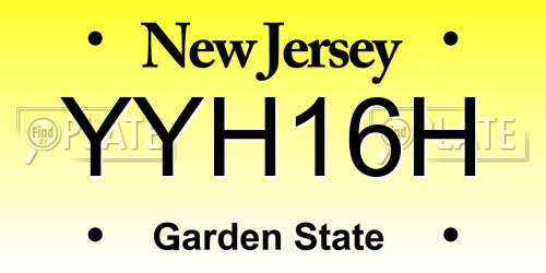 YYH16H New Jersey License Plate