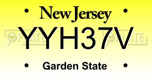 YYH37V New Jersey License Plate