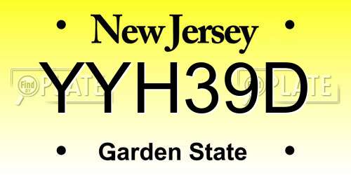 YYH39D New Jersey License Plate