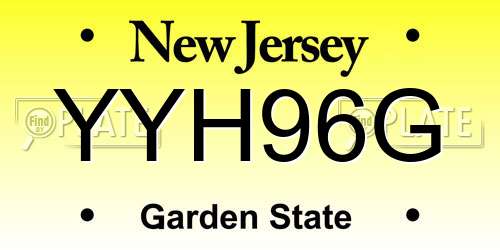 YYH96G New Jersey License Plate