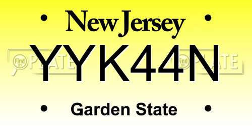 YYK44N New Jersey License Plate
