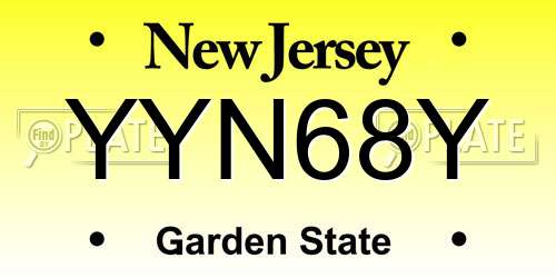 YYN68Y New Jersey License Plate