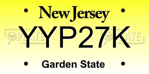 YYP27K New Jersey License Plate
