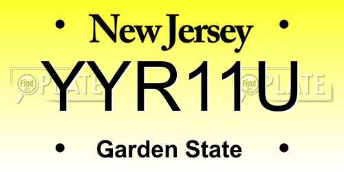 YYR11U New Jersey License Plate