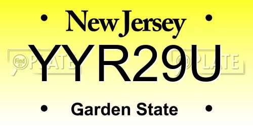 YYR29U New Jersey License Plate