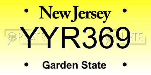 YYR369 New Jersey License Plate