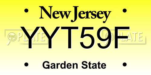 YYT59F New Jersey License Plate