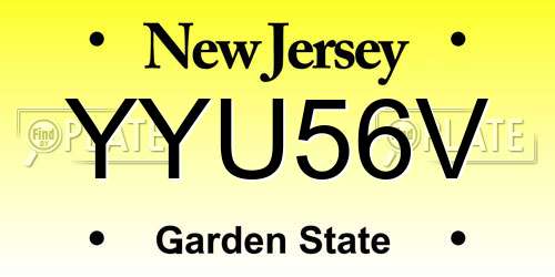 YYU56V New Jersey License Plate