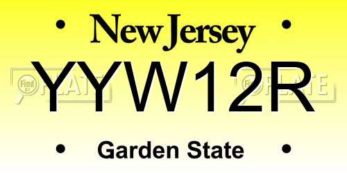YYW12R New Jersey License Plate