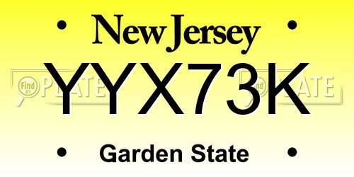 YYX73K New Jersey License Plate