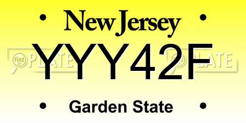 YYY42F New Jersey License Plate