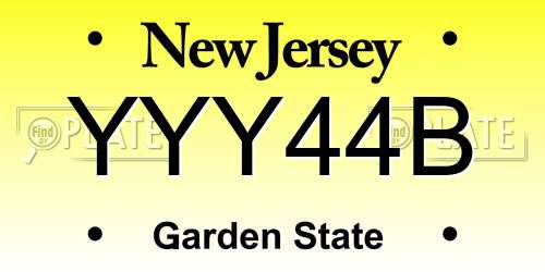 YYY44B New Jersey License Plate