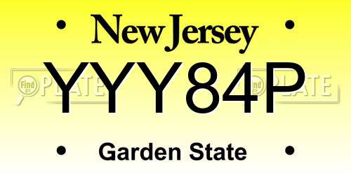 YYY84P New Jersey License Plate