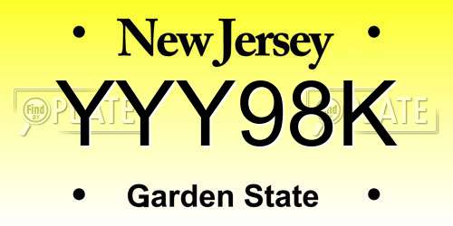 YYY98K New Jersey License Plate