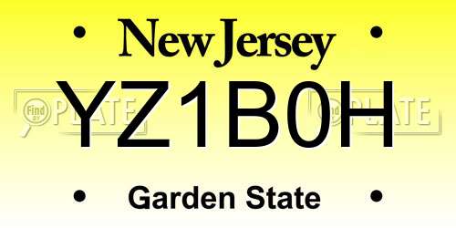 YZ1B0H New Jersey License Plate