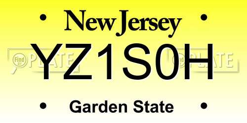 YZ1S0H New Jersey License Plate