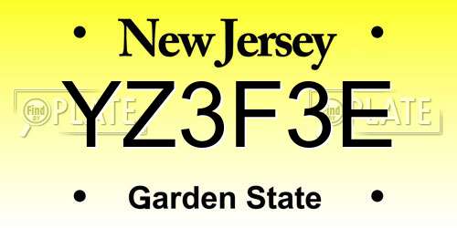 YZ3F3E New Jersey License Plate
