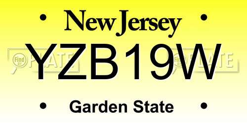 YZB19W New Jersey License Plate