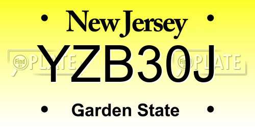 YZB30J New Jersey License Plate