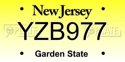 YZB977 New Jersey License Plate