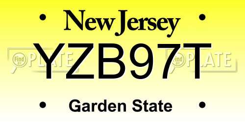 YZB97T New Jersey License Plate