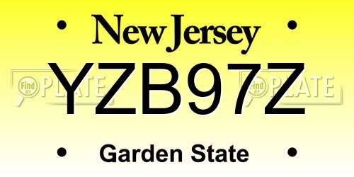 YZB97Z New Jersey License Plate