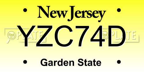 YZC74D New Jersey License Plate
