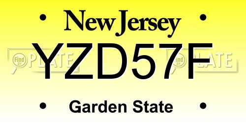 YZD57F New Jersey License Plate