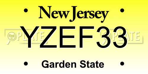 YZEF33 New Jersey License Plate