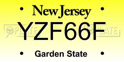 YZF66F New Jersey License Plate