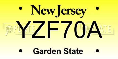 YZF70A New Jersey License Plate