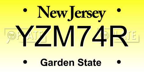 YZM74R New Jersey License Plate