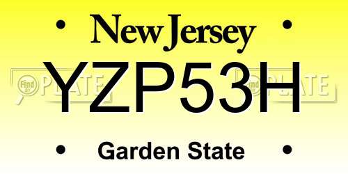 YZP53H New Jersey License Plate