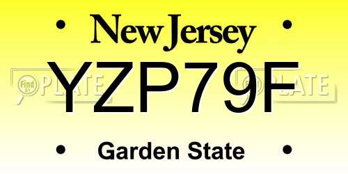 YZP79F New Jersey License Plate
