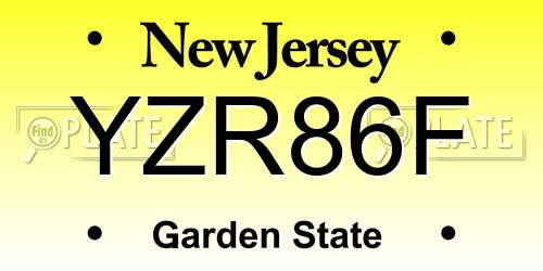 YZR86F New Jersey License Plate