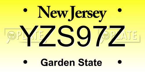 YZS97Z New Jersey License Plate