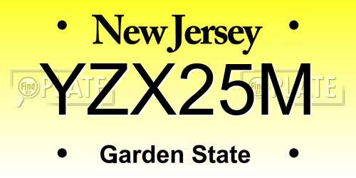 YZX25M New Jersey License Plate