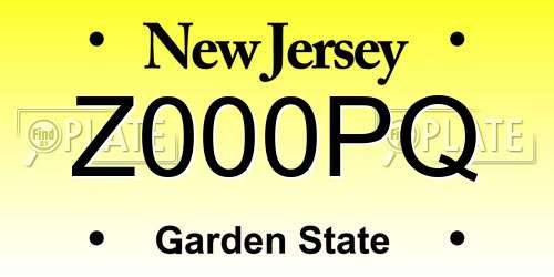 Z000PQ New Jersey License Plate