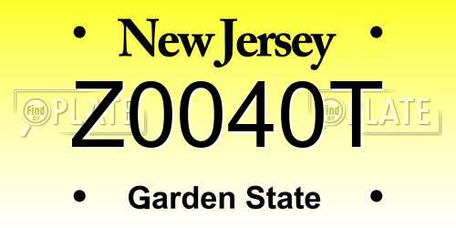 Z0040T New Jersey License Plate