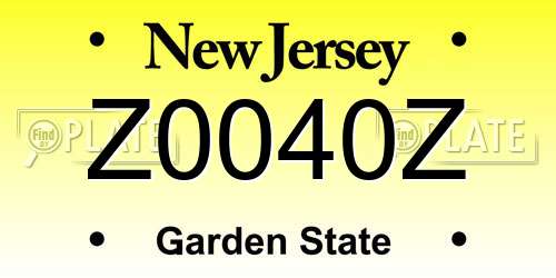 Z0040Z New Jersey License Plate