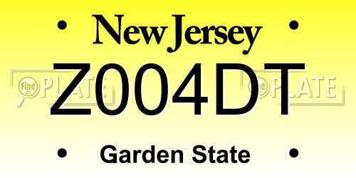 Z004DT New Jersey License Plate