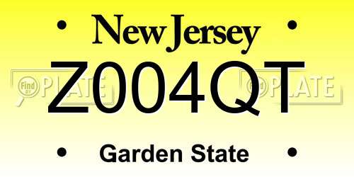 Z004QT New Jersey License Plate