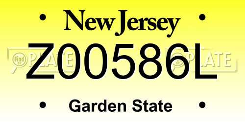Z00586L New Jersey License Plate