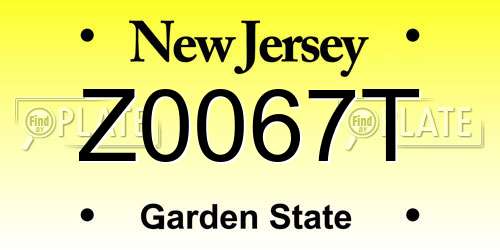 Z0067T New Jersey License Plate