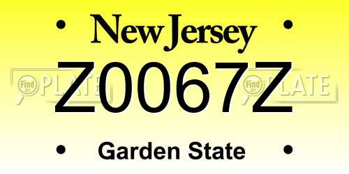 Z0067Z New Jersey License Plate