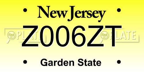 Z006ZT New Jersey License Plate