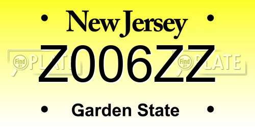 Z006ZZ New Jersey License Plate