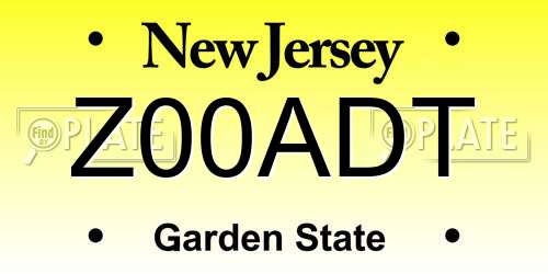 Z00ADT New Jersey License Plate