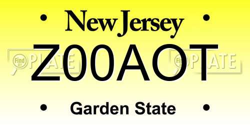 Z00AOT New Jersey License Plate